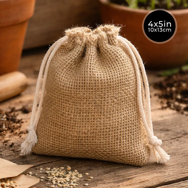 Burlap Drawstring Pouch – Natural – 4" × 5" (10 x 13 cm) – 4 oz - Pamusan.com