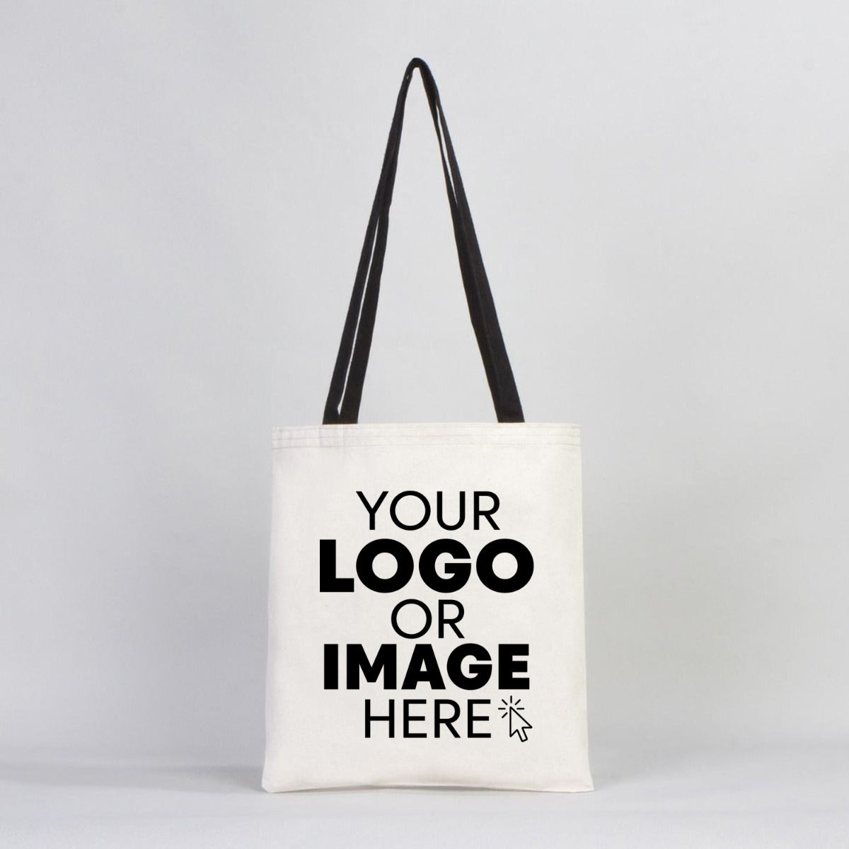 Canvas Bag Black Handle  14"W x 16"H (35 cm x 40 cm) - Inner Pocket (Customize)