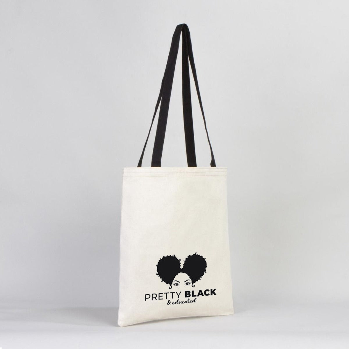 Canvas Bag Black Handle  14"W x 16"H (35 cm x 40 cm) - Inner Pocket (Customize)