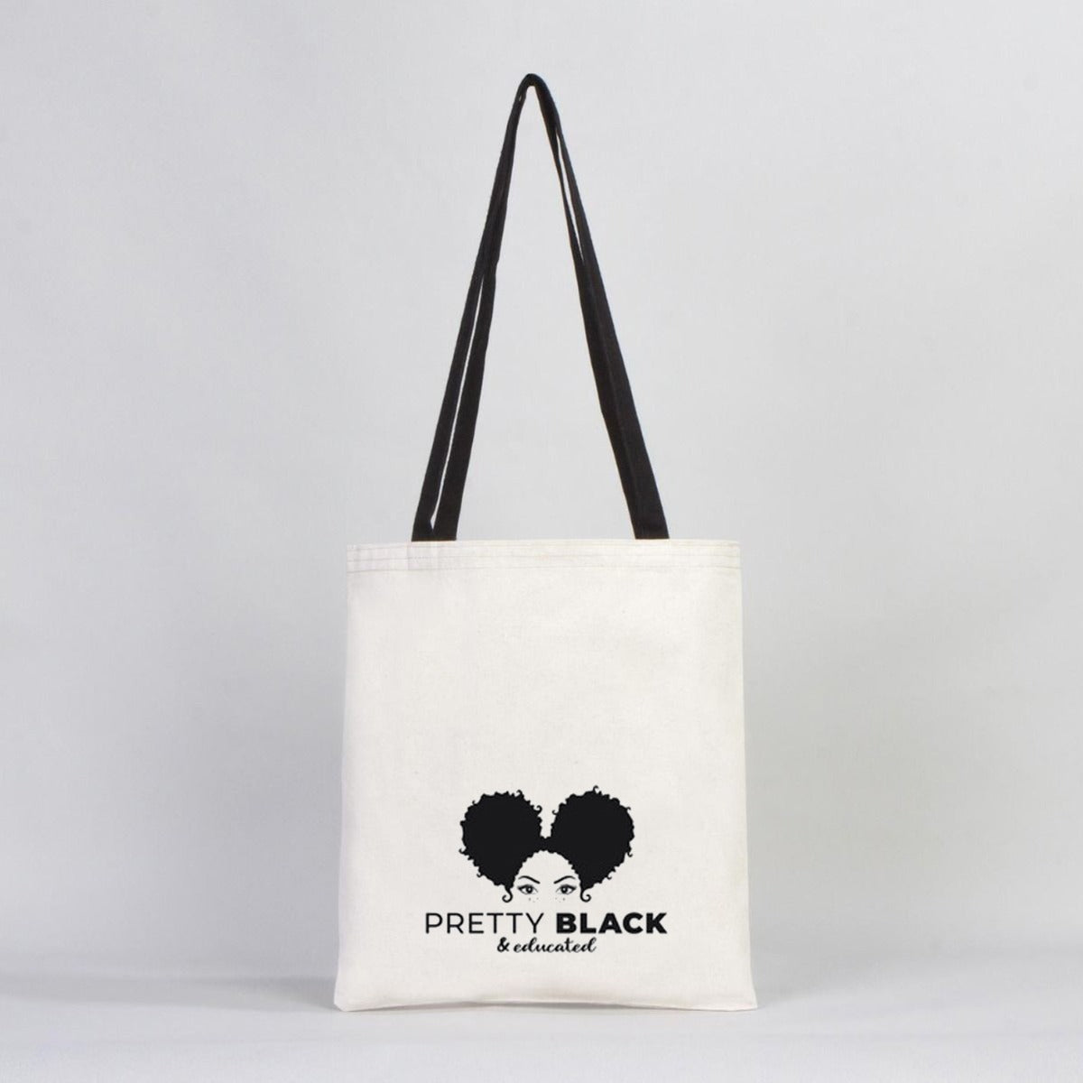 Canvas Bag Black Handle  14"W x 16"H (35 cm x 40 cm) - Inner Pocket (Customize)