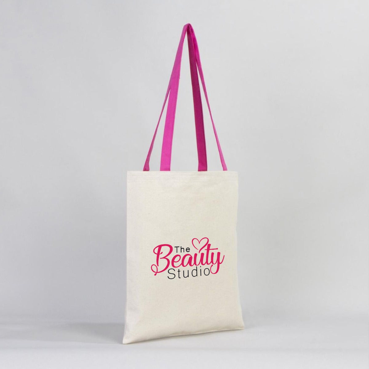 Canvas Bag Fuchsia Handle - 14"W x 16"H (35 cm x 40 cm)  Inner Pocket (Customize)