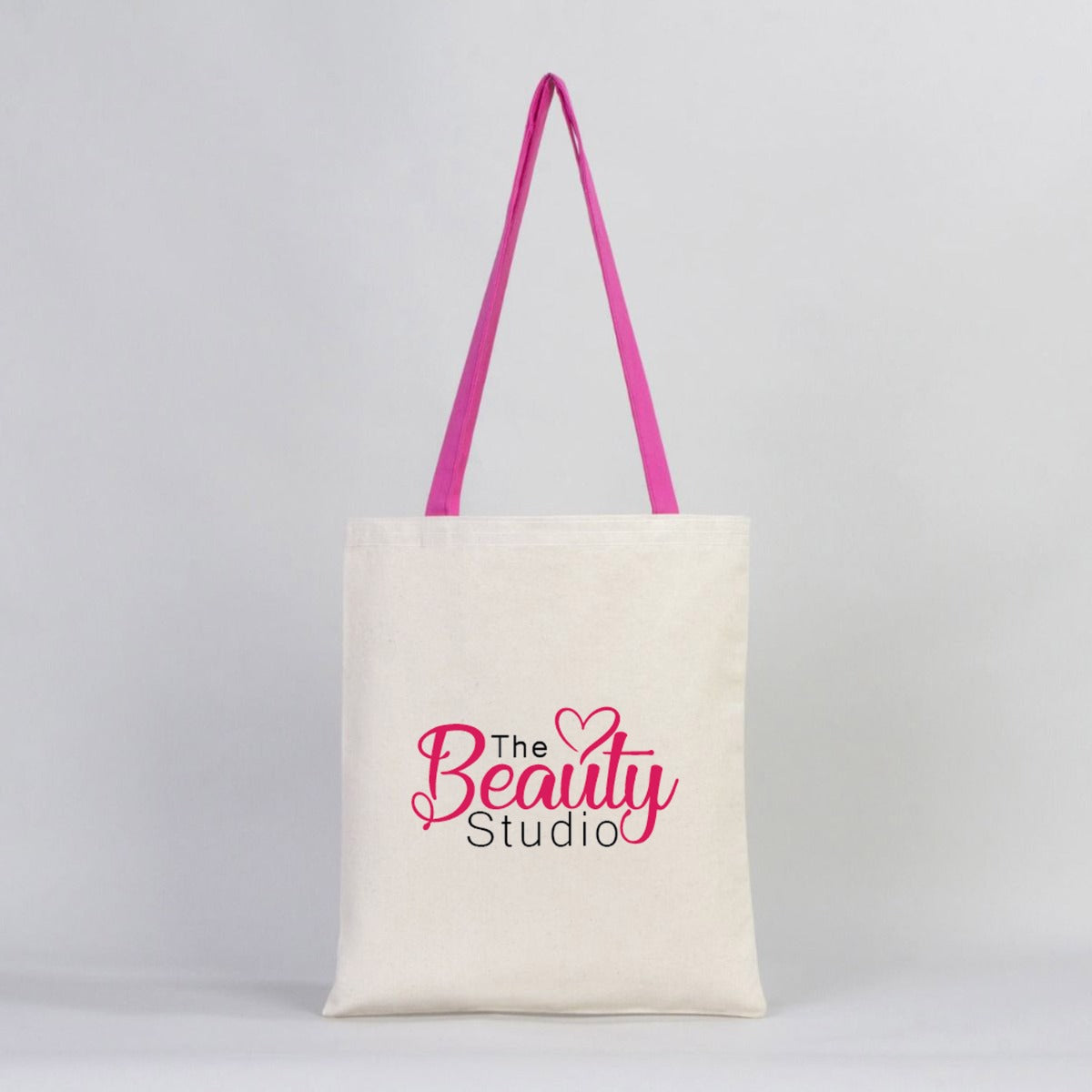 Canvas Bag Fuchsia Handle - 14"W x 16"H (35 cm x 40 cm)  Inner Pocket (Customize)