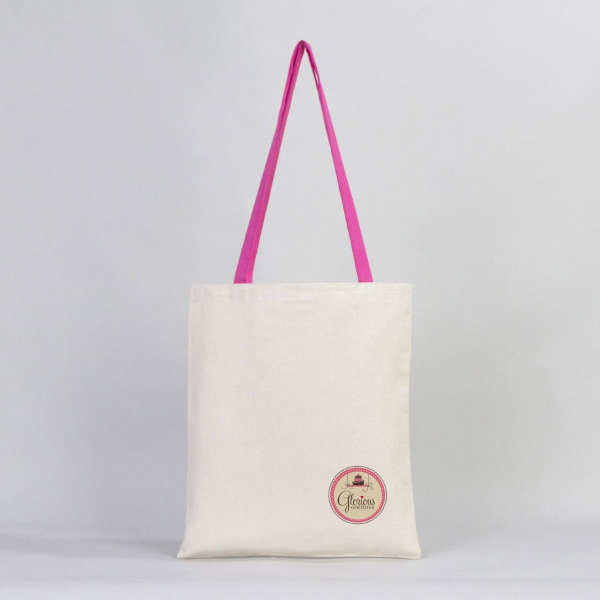 Canvas Bag Fuchsia Handle - 14"W x 16"H (35 cm x 40 cm)  Inner Pocket (Customize)