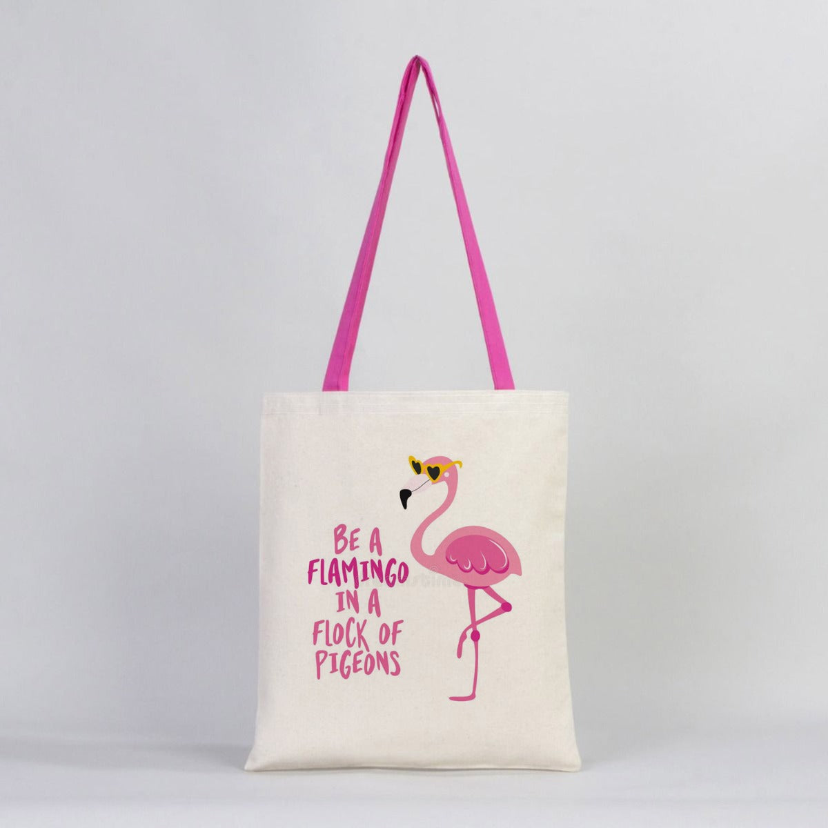 Canvas Bag Fuchsia Handle - 14"W x 16"H (35 cm x 40 cm)  Inner Pocket (Customize)