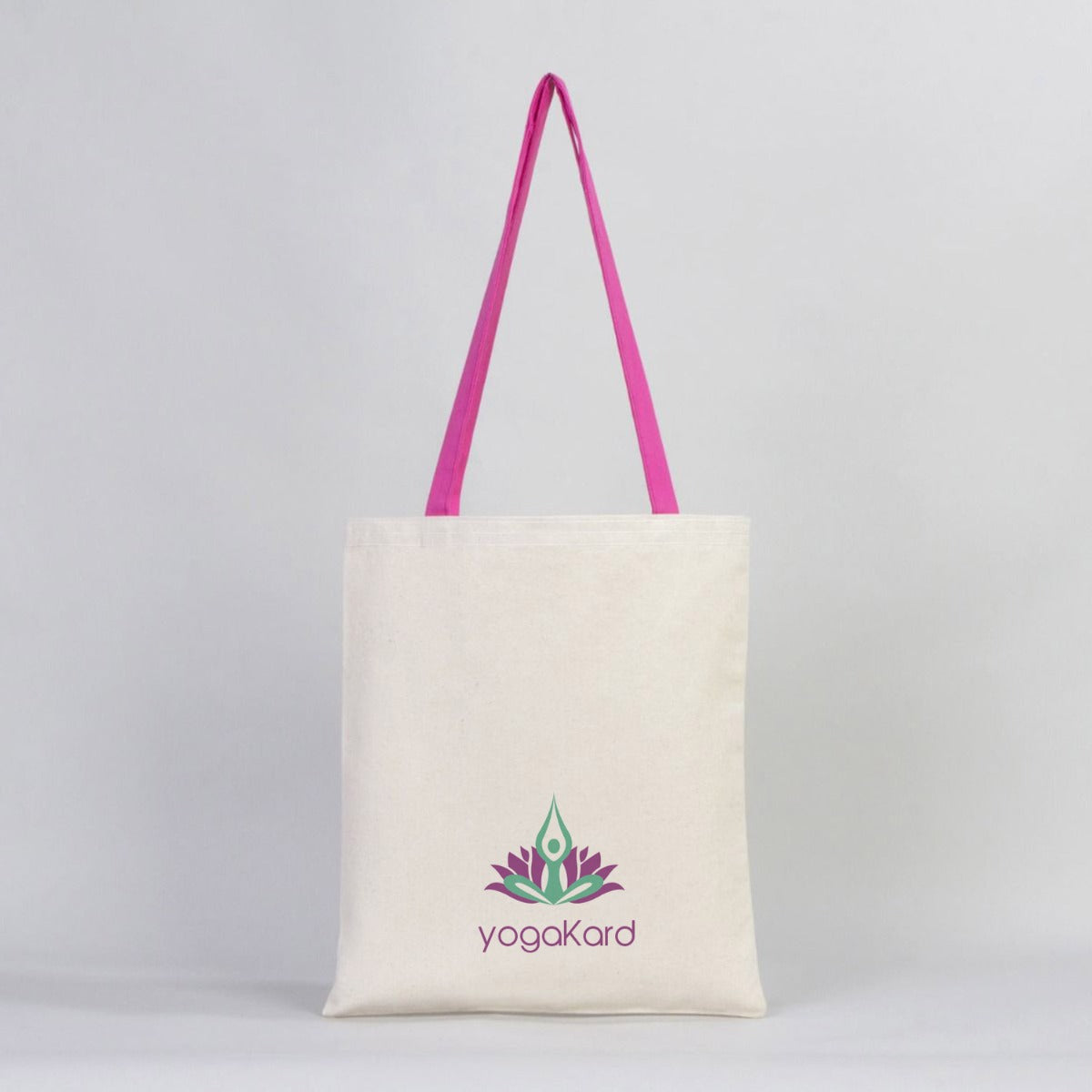 Canvas Bag Fuchsia Handle - 14"W x 16"H (35 cm x 40 cm)  Inner Pocket (Customize)