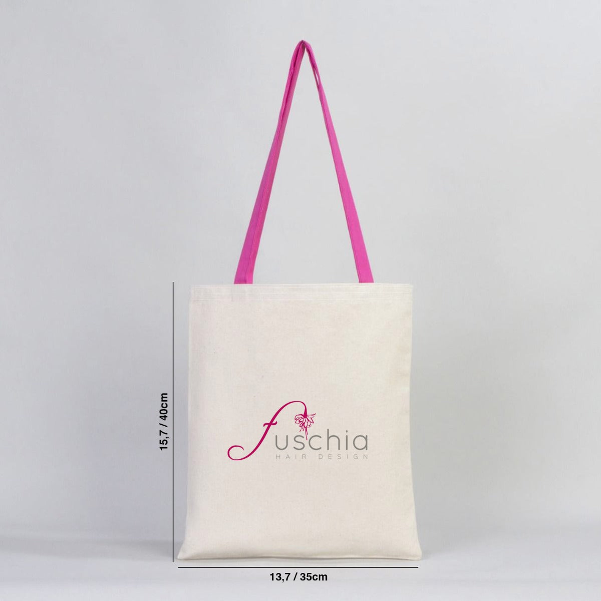 Canvas Bag Fuchsia Handle - 14"W x 16"H (35 cm x 40 cm)  Inner Pocket (Customize)