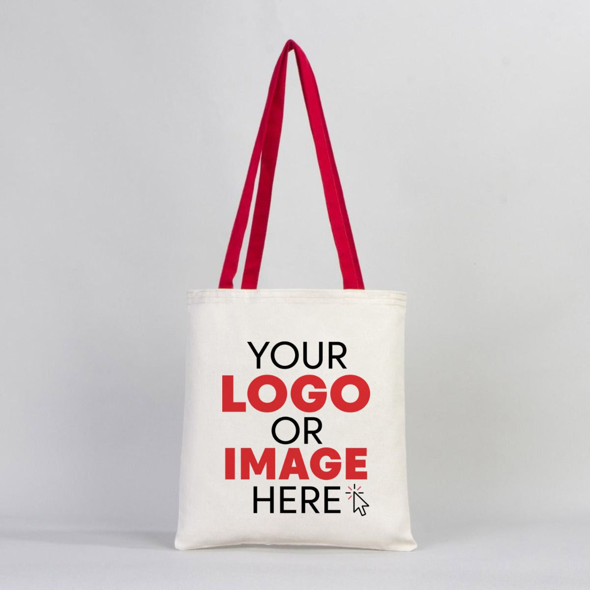 Canvas Bag Red Handle - 14"W x 16"H (35 cm x 40 cm)  Inner Pocket (Customize)