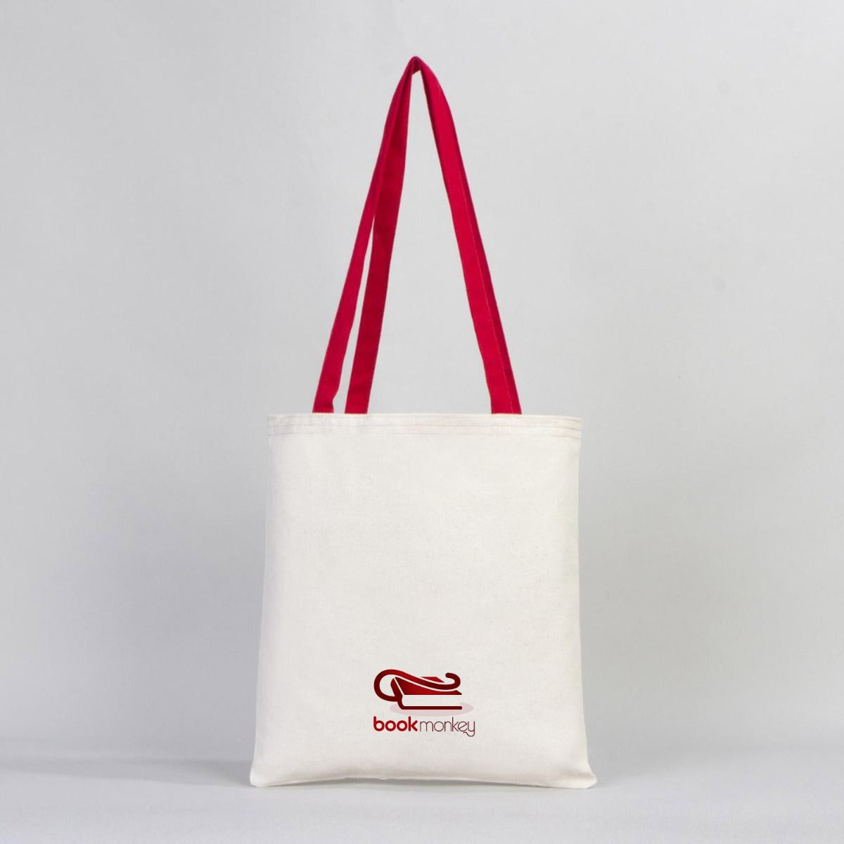 Canvas Bag Red Handle - 14"W x 16"H (35 cm x 40 cm)  Inner Pocket (Customize)