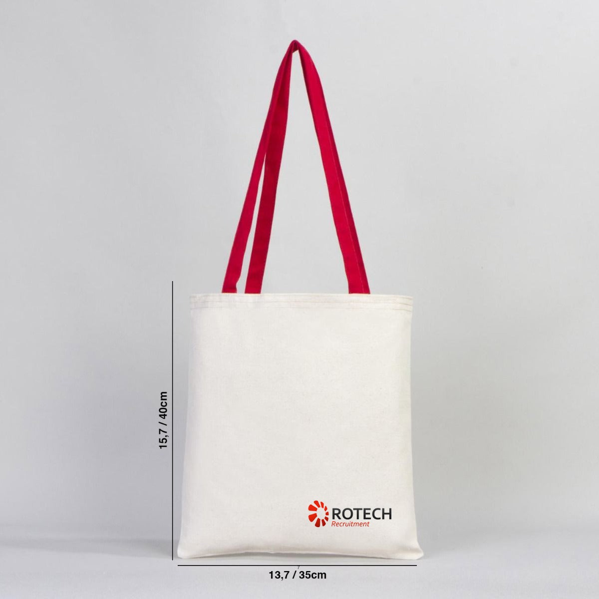 Canvas Bag Red Handle - 14"W x 16"H (35 cm x 40 cm)  Inner Pocket (Customize)