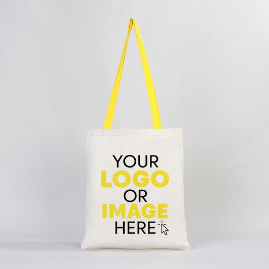 Canvas Bag Yellow Handle - 14"W x 16"H (35 cm x 40 cm)  Inner Pocket (Customize)