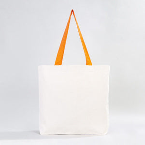 Canvas Beach Tote Bag with Orange Handles – 19" × 16" × 4" (48 × 41 × 10 cm) – 10 oz Cotton - Pamusan.com