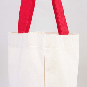 Canvas Beach Tote Bag with Red Handles – 19" × 16" × 4" (48 × 41 × 10 cm) – 10 oz Cotton - Pamusan.com