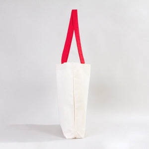 Canvas Beach Tote Bag with Red Handles – 19" × 16" × 4" (48 × 41 × 10 cm) – 10 oz Cotton - Pamusan.com
