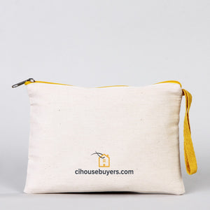 Clutch Bag -  8"W x 6"H (21 cm x 15 cm) - Yellow Zippered (Customize)
