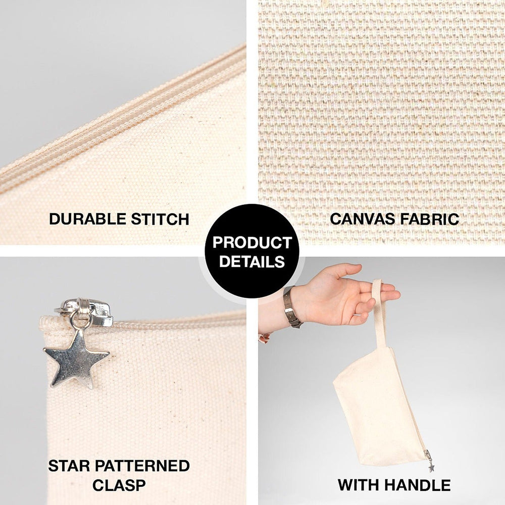 Natural cotton canvas zipper pouch with star zipper pull – Pamusan.com