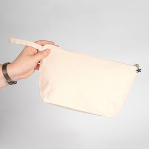 Canvas Clutch Pencil Case with Star Zipper Pull – Natural Cotton - Pamusan.com