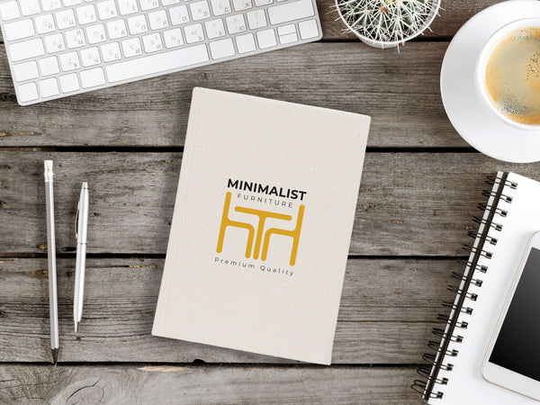 Canvas Cover Notebook 6"W x 8"H (15 cm x 20 cm) Text Logo or Photo Print 80 Blank Yellow Page Notepad Promotional Notebook - Pamusan.com