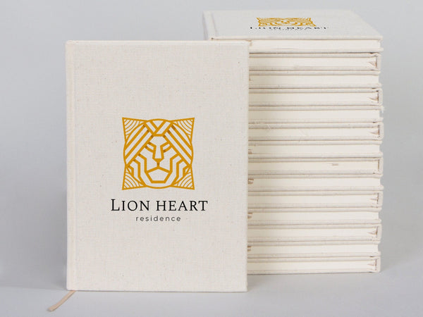 Canvas Cover Notebook 6"W x 8"H (15 cm x 20 cm) Text Logo or Photo Print 80 Blank Yellow Page Notepad Promotional Notebook - Pamusan.com