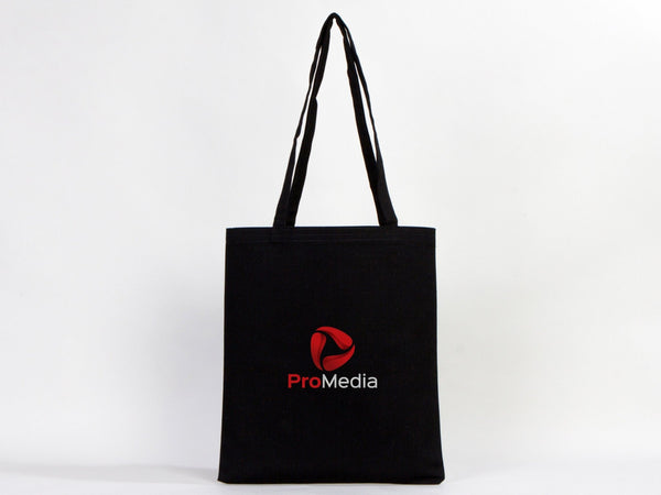 Canvas Custom Tote Bags Black 14"x16" – Personalized Logo Print - Pamusan.com