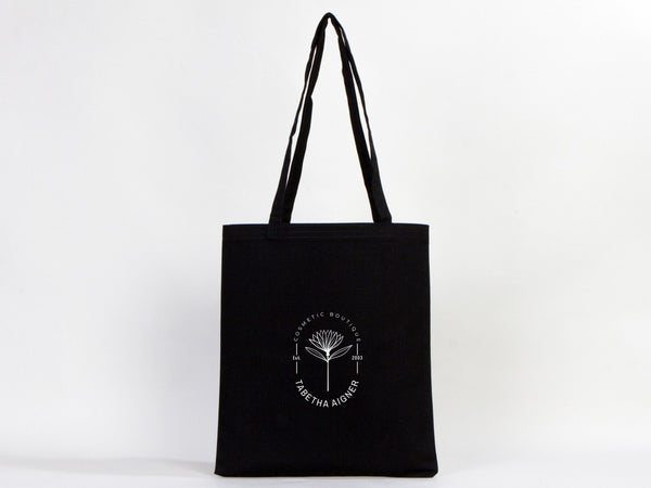 Canvas Custom Tote Bags Black 14"x16" – Personalized Logo Print - Pamusan.com