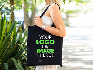 Canvas Custom Tote Bags Black 14"x16" – Personalized Logo Print - Pamusan.com
