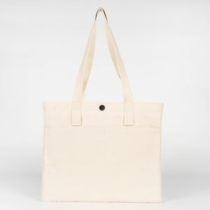 Canvas LUX Tote Bag – Snap Button, Front Pockets – 18" × 16" × 4" (35 × 40 × 10 cm), 10 oz Cotton - Pamusan.com