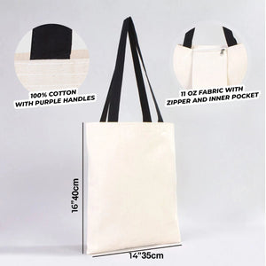 Canvas Purse with Black Handles - 14" x 16" (35x40 cm) - 10 oz - Pamusan.com