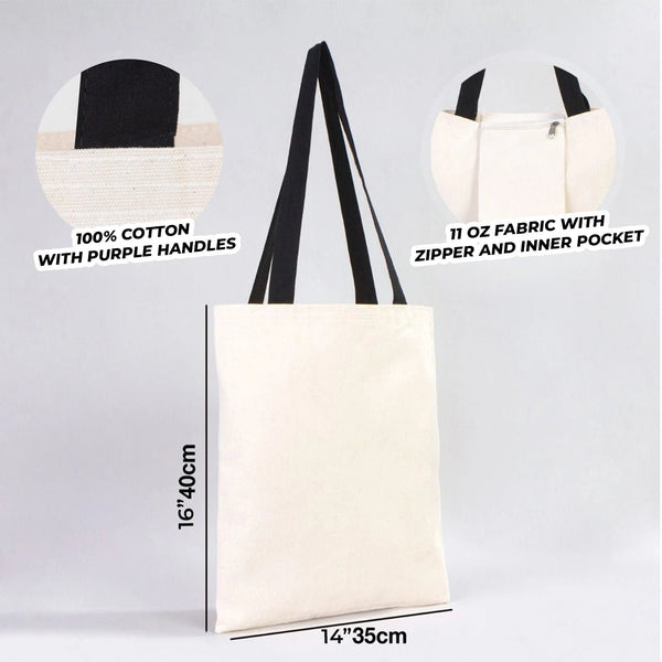 Canvas Purse with Black Handles - 14" x 16" (35x40 cm) - 10 oz - Pamusan.com