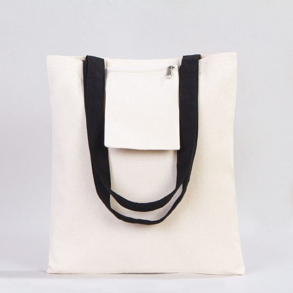 Canvas Purse with Black Handles - 14" x 16" (35x40 cm) - 10 oz - Pamusan.com