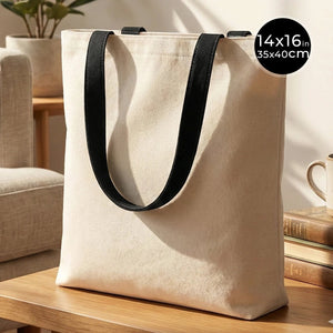 Canvas Purse with Black Handles - 14" x 16" (35x40 cm) - 10 oz - Pamusan.com