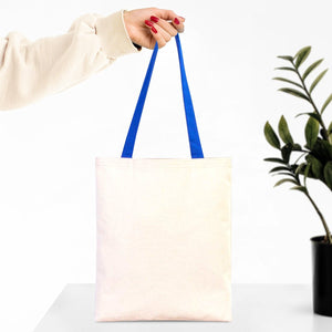 Canvas Purse with Blue Handles - 14" x 16" (35x40 cm) - 10 oz - Pamusan.com