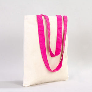 Canvas Purse with Fuchsia Handles - 14" x 16" (35x40 cm) - 10 oz - Pamusan.com
