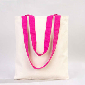 Canvas Purse with Fuchsia Handles - 14" x 16" (35x40 cm) - 10 oz - Pamusan.com
