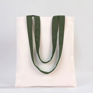 Canvas Purse with Green Handles - 14" x 16" (35x40 cm) - 10 oz - Pamusan.com