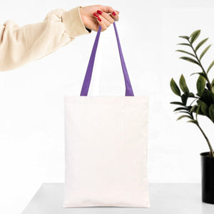 Canvas Purse with Purple Handles - 14" x 16" (35x40 cm) - 10 oz - Pamusan.com