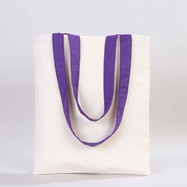 Canvas Purse with Purple Handles - 14" x 16" (35x40 cm) - 10 oz - Pamusan.com