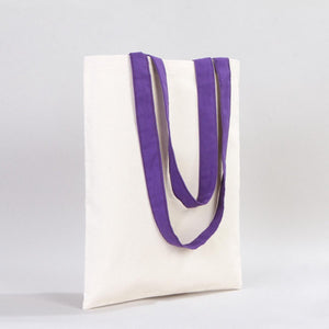 Canvas Purse with Purple Handles - 14" x 16" (35x40 cm) - 10 oz - Pamusan.com