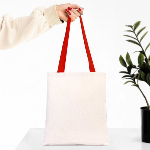 Canvas Purse with Red Handles - 14" x 16" (35x40 cm) - 10 oz - Pamusan.com