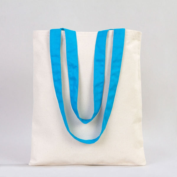 Canvas Purse with Turquoise Handles - 14" x 16" (35x40 cm) - 10 oz - Pamusan.com