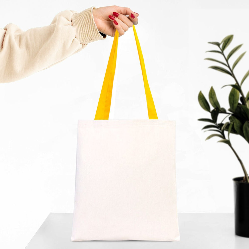 Canvas Purse with Yellow Handles - 14" x 16" (35x40 cm) - 10 oz - Pamusan.com