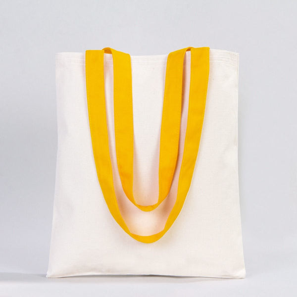 Canvas Purse with Yellow Handles - 14" x 16" (35x40 cm) - 10 oz - Pamusan.com