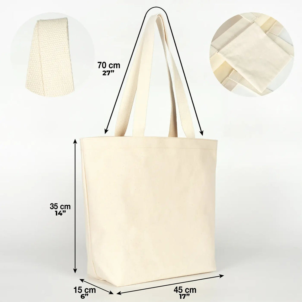 Canvas Shopping Tote Bag – Laminated – 17" × 14" × 6" (45 × 35 × 15 cm) – 10 oz - Pamusan.com