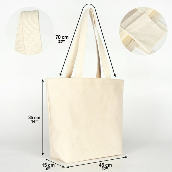 Canvas Shopping Tote Bag – Laminated – 17" × 14" × 6" (45 × 35 × 15 cm) – 10 oz - Pamusan.com