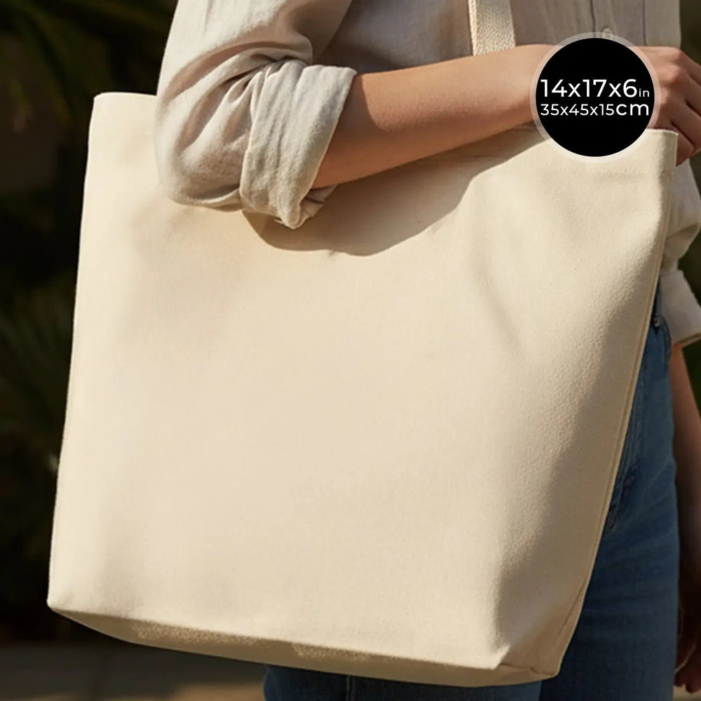 Canvas Shopping Tote Bag – Laminated – 17" × 14" × 6" (45 × 35 × 15 cm) – 10 oz - Pamusan.com