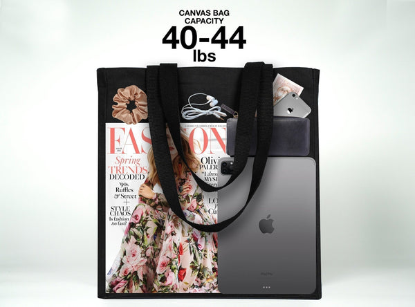 Canvas Tote Bag – Blank Black, Durable & Reusable Shopping Bag - Pamusan.com