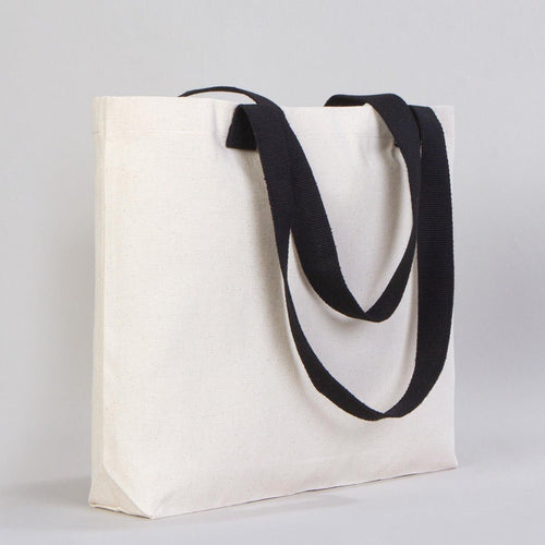 Canvas Tote Bag with Black Handles – 18"W x 14"H x 3"L Durable Reusable Cotton Bag - Pamusan.com