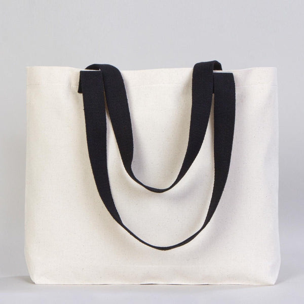 Canvas Tote Bag with Black Handles – 18"W x 14"H x 3"L Durable Reusable Cotton Bag - Pamusan.com