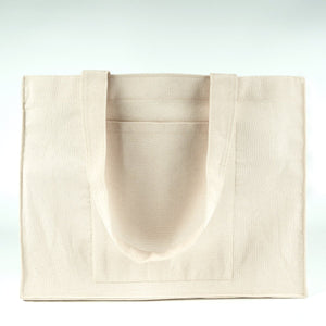 Canvas Tote Bag with Front Pocket – 18" × 14" × 4" (45 × 35 × 10 cm) – Full Gusset – 10 oz - Pamusan.com