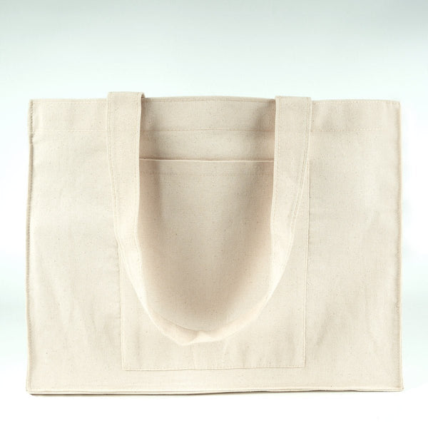 Canvas Tote Bag with Front Pocket – 18" × 14" × 4" (45 × 35 × 10 cm) – Full Gusset – 10 oz - Pamusan.com