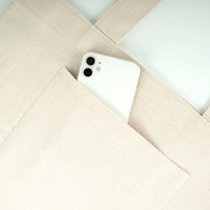 Canvas Tote Bag with Front Pocket – 18" × 14" × 4" (45 × 35 × 10 cm) – Full Gusset – 10 oz - Pamusan.com